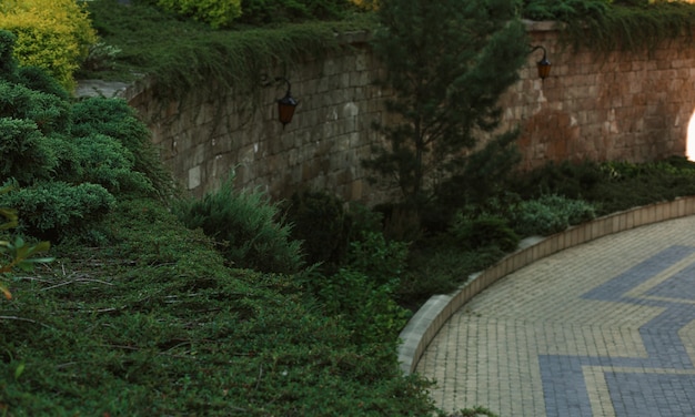 Parco verde e parete rocciosa in città