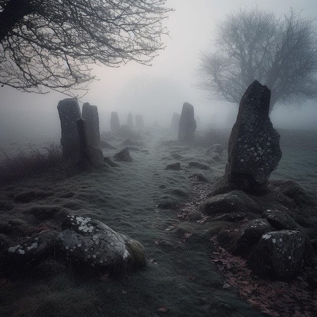 parco vuoto e nebbia