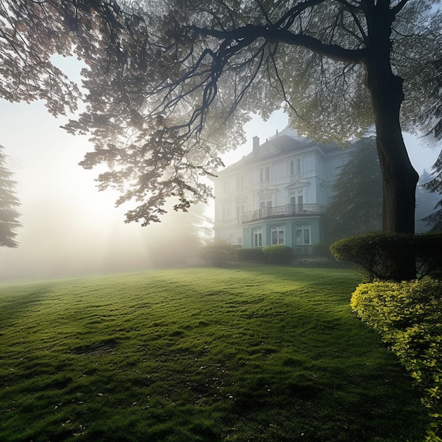 parco vuoto e nebbia