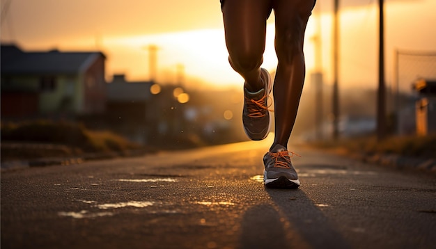 Pareggiatore femminile afroamericano vestito con eleganti abiti sportivi che corrono presto in città