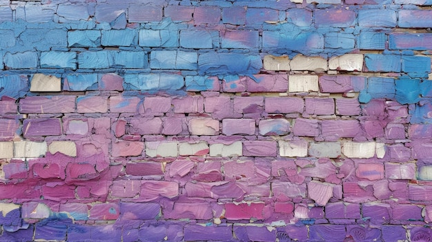 Parete colorata di mattoni viola, blu, rosa e beige come struttura di sfondo