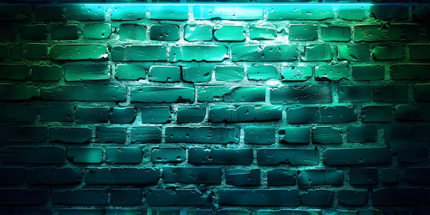 parete di mattoni al neon elettrico colore smeraldo sfondo senza cuciture concetto neon arte mattoni parete elettrica smaragd sfondo senzacuciture