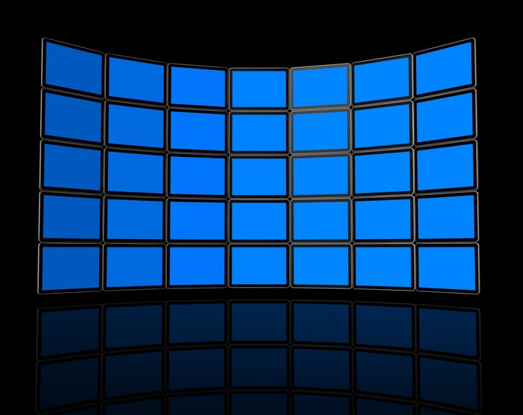 Parete di schermi tv piatti