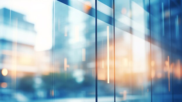 Parete di vetro sfocata di un moderno edificio per uffici aziendali nel centro aziendale usata come sfondo