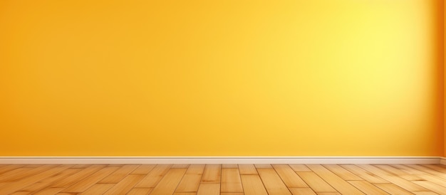 Parete gialla e pavimento in legno sfondo strutturato della stanza