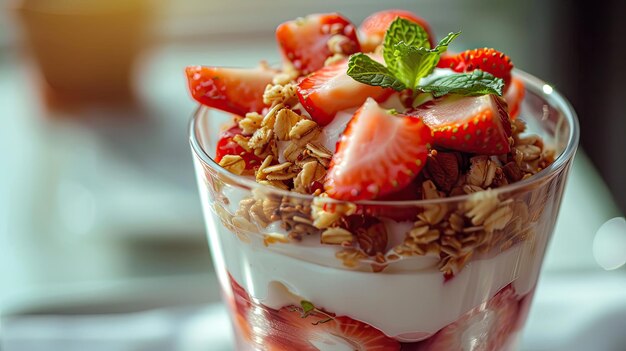 Parfait di yogurt alla fragola sano