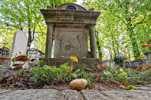 PARIGI, FRANCIA - 2 MAGGIO 2016: Importatore di patate Parmentier dagli Stati Uniti all'Europa tomba nel fondatore dell'omeopatia del cimitero di Pere-Lachaise