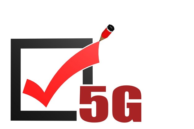 Parola 5G con segno di spunta e matita