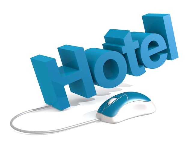 Parola dell'hotel con il mouse blu