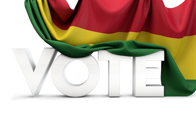 Parola di voto di concetto di voto della Bolivia coperta nella bandiera nazionale d render