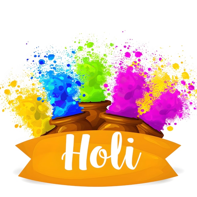 Parola Holi scritta su polveri colorate disegno per Happy Holi sconto post design