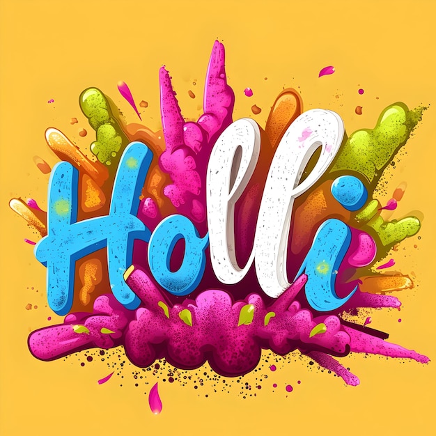 Parola Holi scritta su polveri colorate disegno per Happy Holi sconto post design