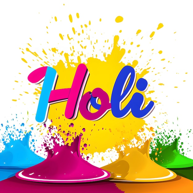 Parola Holi scritta su polveri colorate disegno per Happy Holi sconto post design