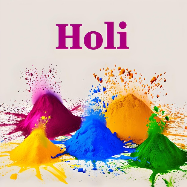 Parola Holi scritta su polveri colorate disegno per Happy Holi sconto post design