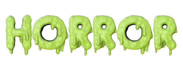 Parola horror composta da melma di halloween verde lettering d render