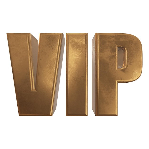 Parola VIP dorata su sfondo bianco