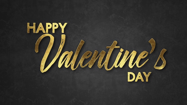 Parole Happy Valentine's Day, con colore oro su sfondo scuro. Concetto di San Valentino