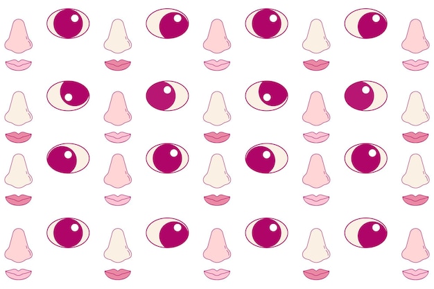 Parti del viso modello png sfondo trasparente design carino senza cuciture
