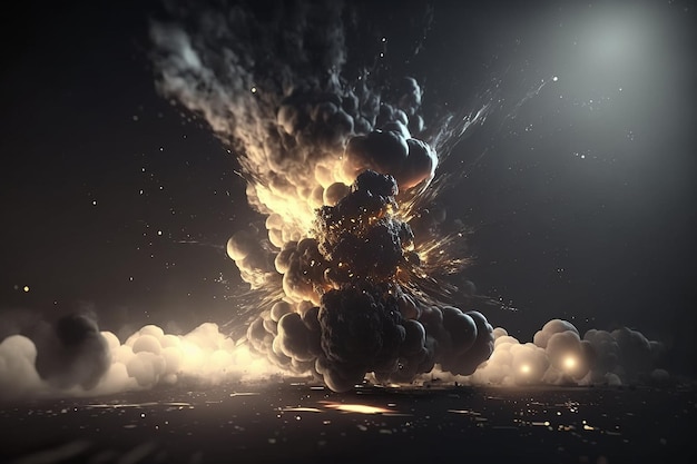 Particelle atomiche esplosione di fumo nero ai generato arte