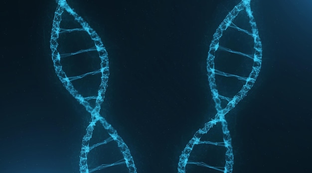 Particelle di DNA su sfondo scuro