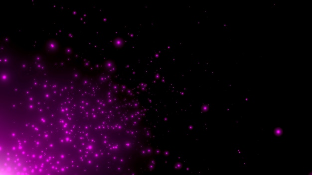Particelle di movimento viola e stelle nella galassia, sfondo astratto. Stile di illustrazione 3d elegante e di lusso per il modello di cosmo e vacanze