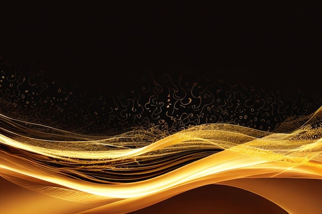 Particelle digitali colore oro flusso d'onda sfondo astratto