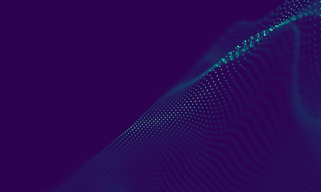 Particelle geometriche blu astratte su sfondo viola Struttura di connessione Sfondo blu scienza Tecnologia futuristica Elemento HUD che collega punti e linee Big data e Business