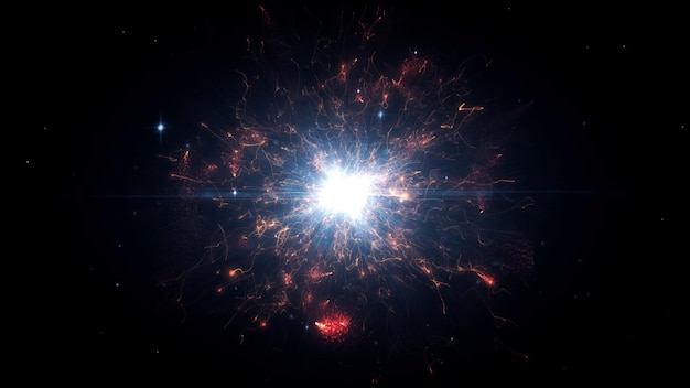 Particelle spaziali futuristiche in un globo luminoso con struttura energetica rotonda