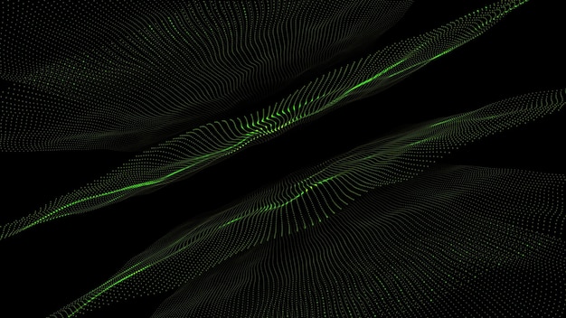 particelle verdi volanti su sfondo nero