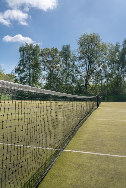 Particolare rete da tennis in campo