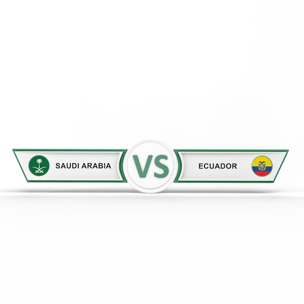 Partita di Coppa del mondo Arabia Saudita VS Ecuador su sfondo bianco