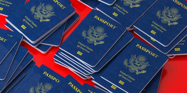 Passaporto degli Stati Uniti d'America. rendering 3d.