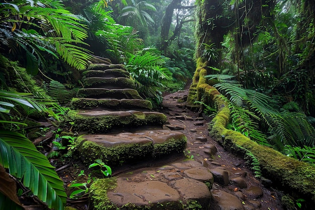 Passi di pietra nella foresta