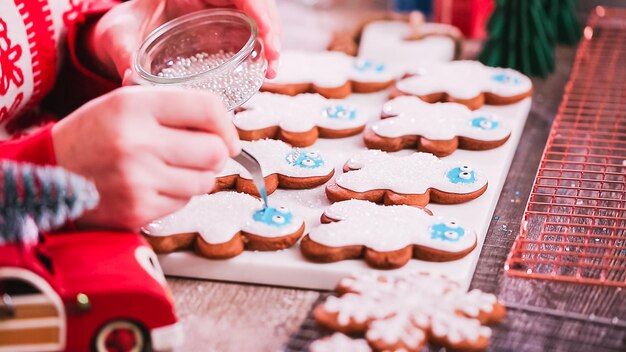 Passo dopo passo. Decorare i biscotti di pan di zenzero con la ghiaccia reale.