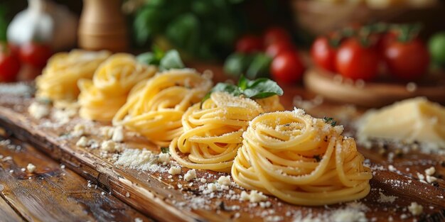 Pasta classica sullo sfondo della cucina dieta e concetto alimentare