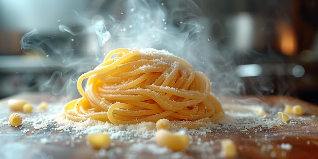 Pasta classica sullo sfondo della cucina dieta e concetto alimentare