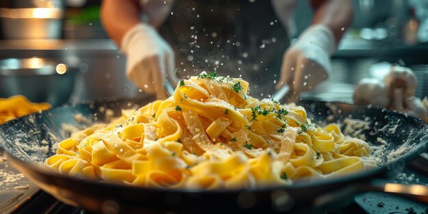 Pasta classica sullo sfondo della cucina dieta e concetto alimentare