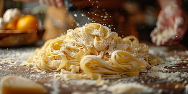 Pasta classica sullo sfondo della cucina dieta e concetto alimentare