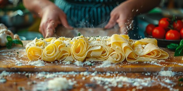 Pasta classica sullo sfondo della cucina dieta e concetto alimentare