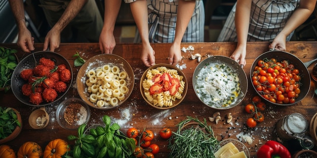 Pasta classica sullo sfondo della cucina dieta e concetto alimentare