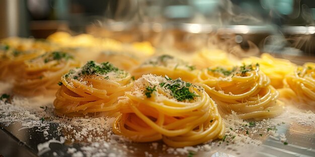 Pasta classica sullo sfondo della cucina dieta e concetto alimentare