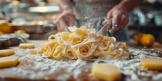 Pasta classica sullo sfondo della cucina dieta e concetto alimentare