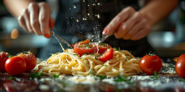 Pasta classica sullo sfondo della cucina dieta e concetto alimentare