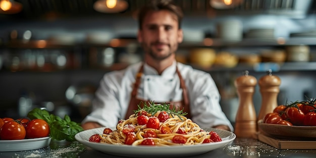 Pasta classica sullo sfondo della cucina dieta e concetto alimentare