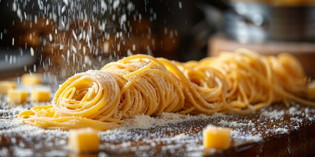 Pasta classica sullo sfondo della cucina dieta e concetto alimentare