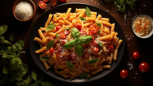 Pasta con pomodorini freschi e basilico