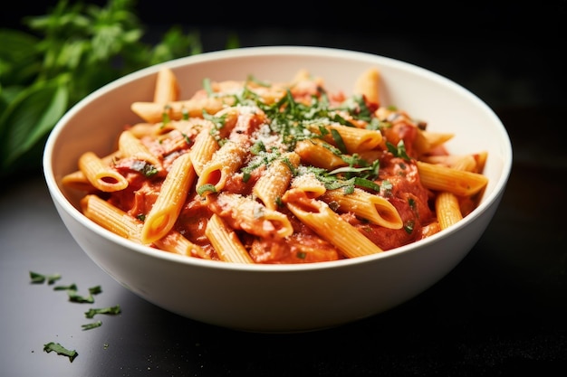 Pasta con salsiccia con salsa di pomodoro ed erbe aromatiche