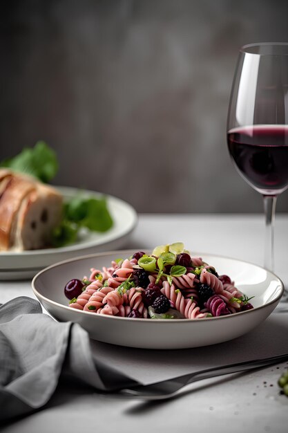 Pasta con vino rosso Cibo italiano Contenuti generativi di intelligenza artificiale