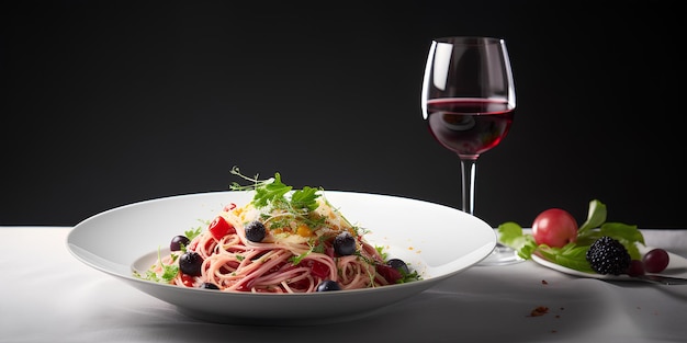 Pasta con vino rosso Cibo italiano Contenuti generativi di intelligenza artificiale