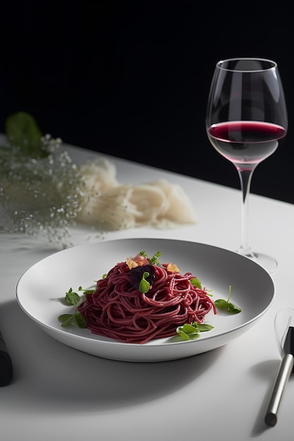 Pasta con vino rosso Cibo italiano Contenuti generativi di intelligenza artificiale